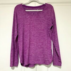 Champion Purple Heathered Long-Sleeve Crewneck Workout Top